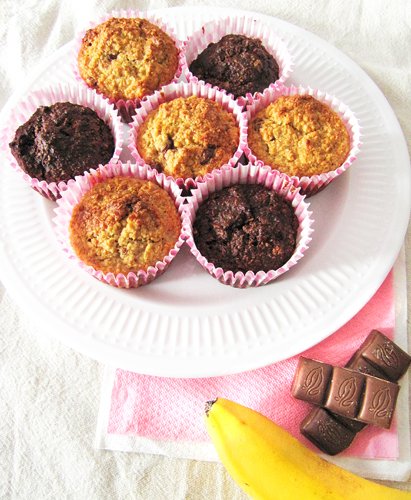 banános csokis zabkorpás gyors süti muffin